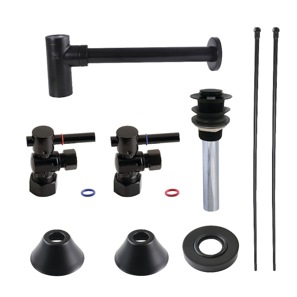 Plumbing Sink Trim Kit with Bottle Trap and Drain, Matte Black